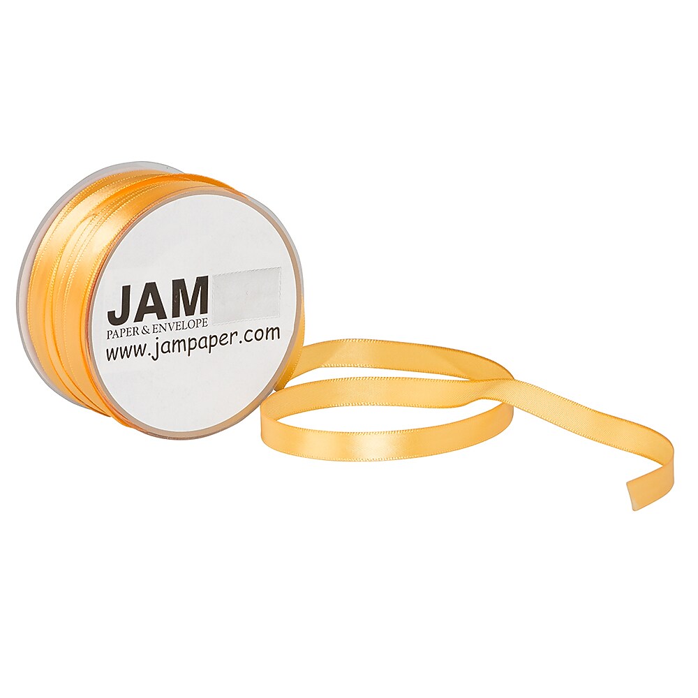 JAM Paper Single Face Satin Ribbon, Gold (36277675)