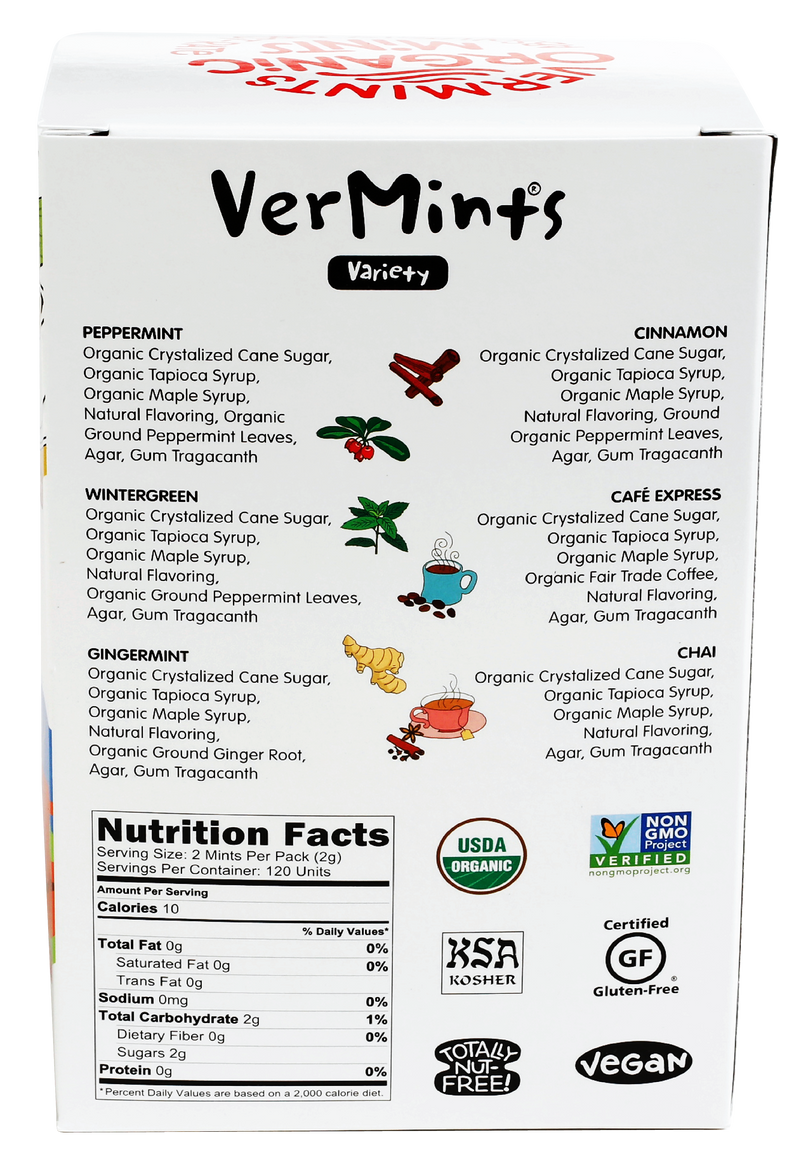 VerMints Mints, Assorted Flavors, 120 Pieces/Pack, 120/Box (VNT00991)