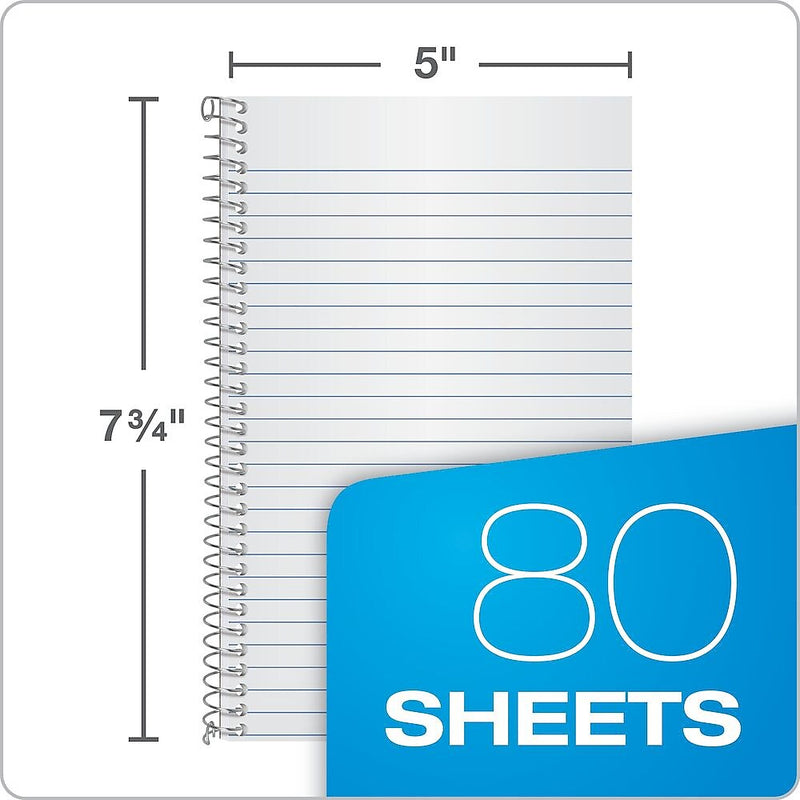 Oxford 1-Subject Notebooks, 5" x 7.75", College Ruled, 80 Sheets, Blue (65119)