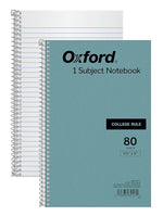 Oxford 1-Subject Notebooks, 6" x 9.5", College Ruled, 80 Sheets, Blue (65121)