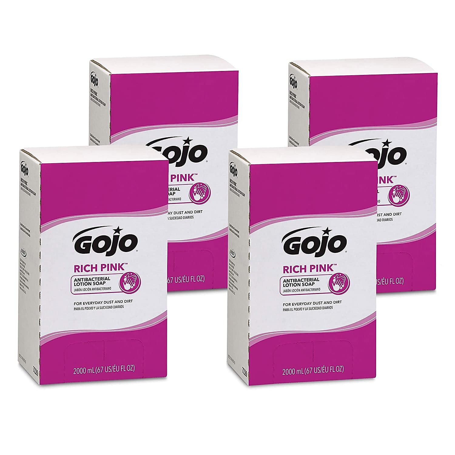 GOJO Rich Pink Antibacterial Liquid Hand Soap Refill for PRO TDX Dispenser, Floral Scent, 67 oz., 4/Carton (7220-04)