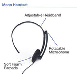 Verbatim Mono Headset, Over-the-Head, Black (70722)
