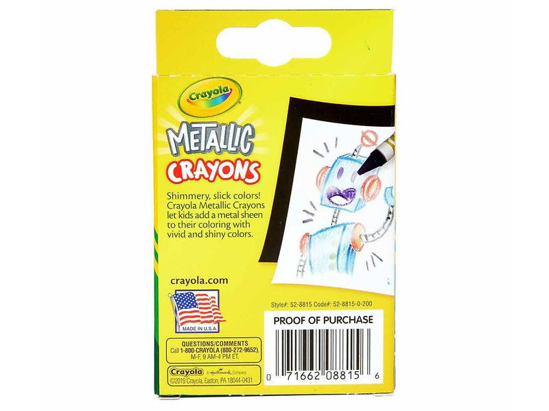 Crayola Metallic Crayons, Assorted Colors, 24/Pack (52-8815)