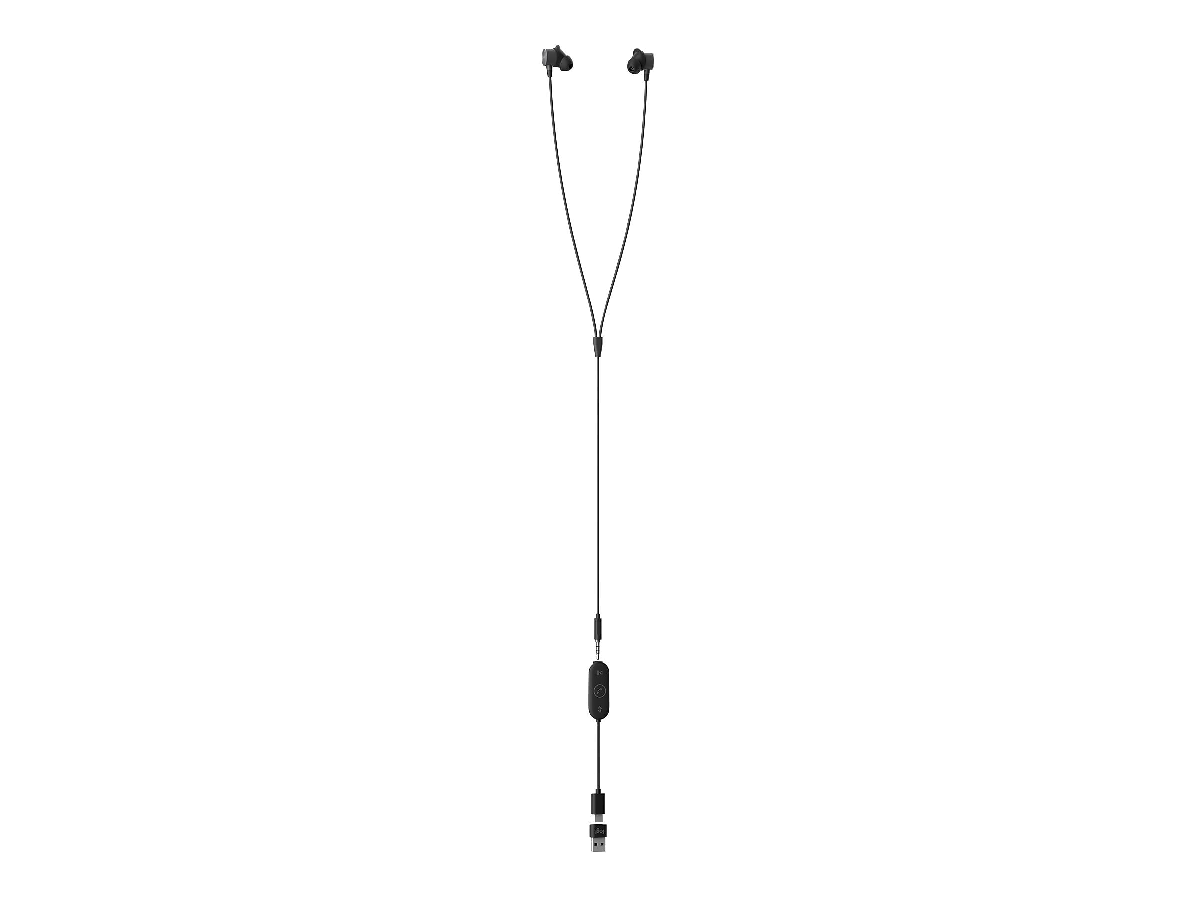 Logitech Zone Wired Earbuds Stereo Headset, Black (981-001008)