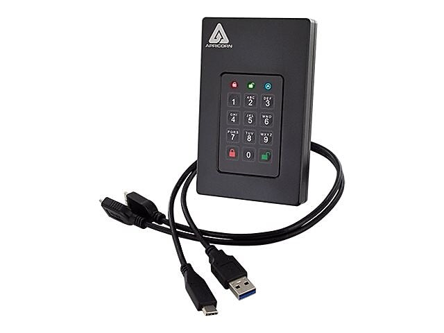 Apricorn Aegis Fortress 5TB, External Hard Drive, Black (AFL3-5TB)