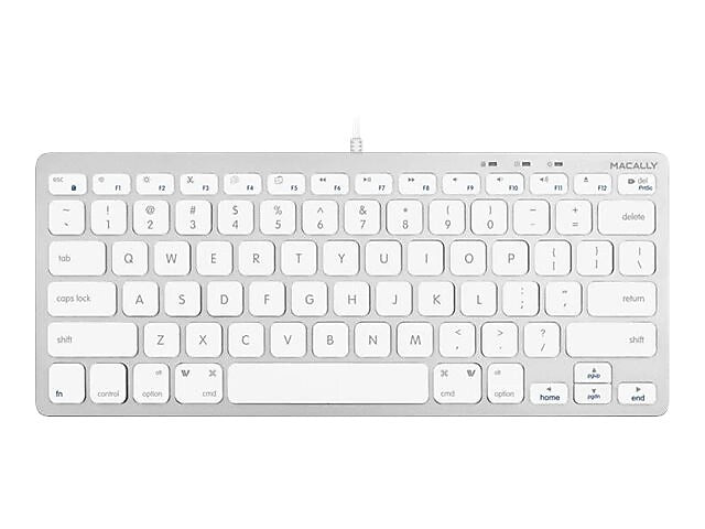 Macally Compact Keyboard, White/Silver (SLIMKEYCA)