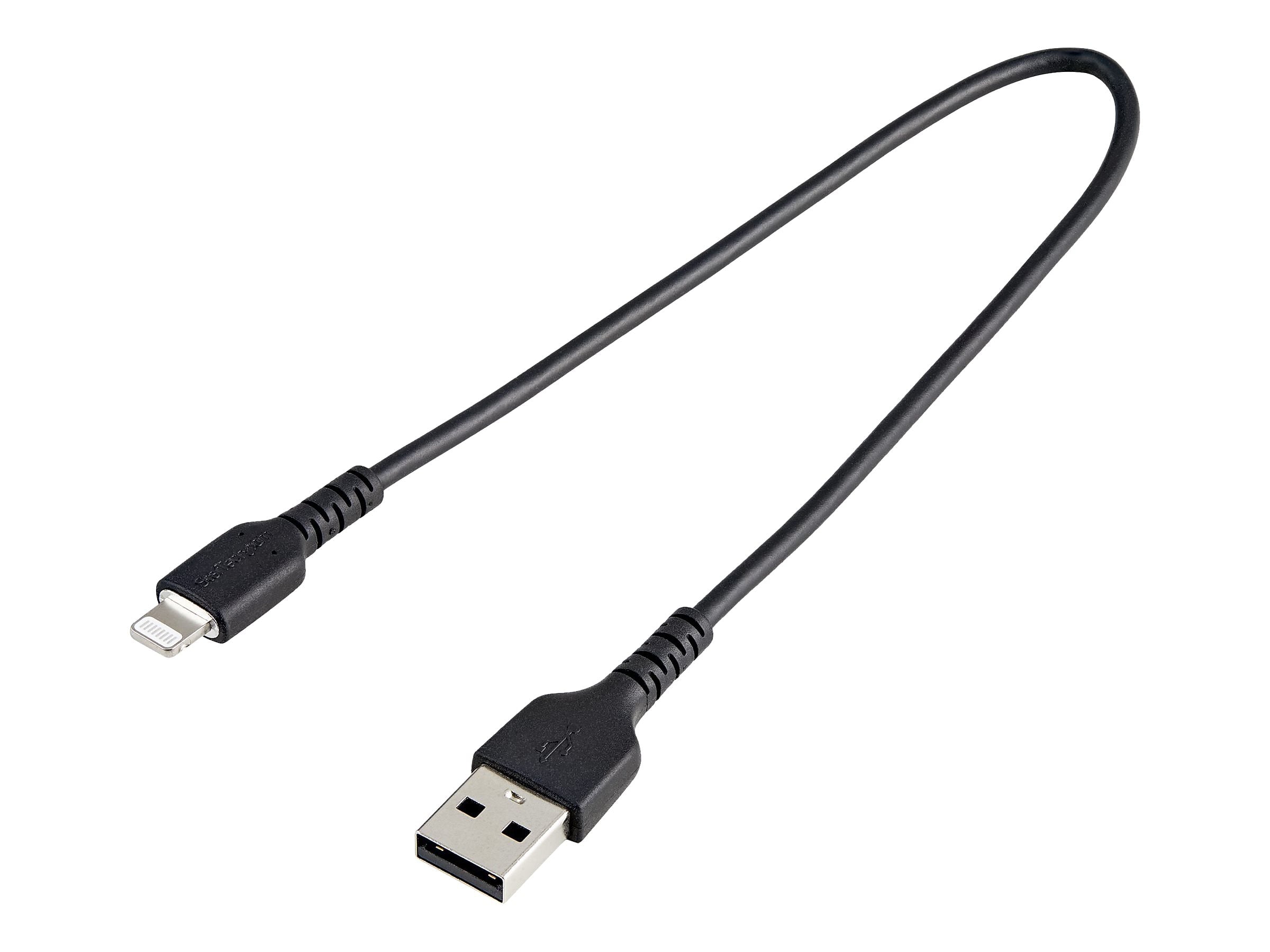 StarTech.com Lightning USB Cable for iPhone/iPad/iPod Touch, Black (RUSBLTMM30CMB)