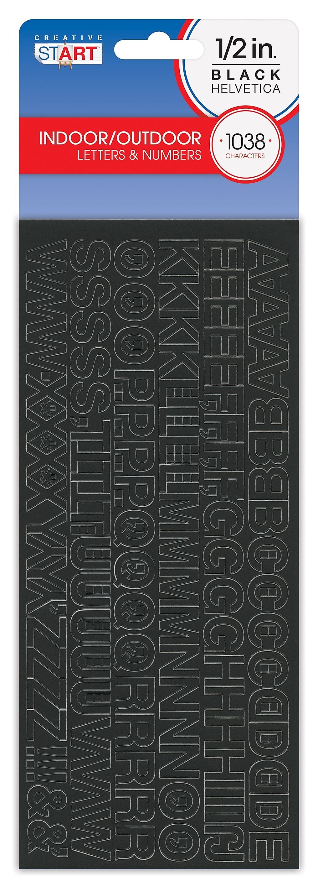 Creative Start 1/2" Self-Adhesive Letters, Numbers, and Characters, Black, 1038/Pack, 4 Packs/Bundle (098134PK4)