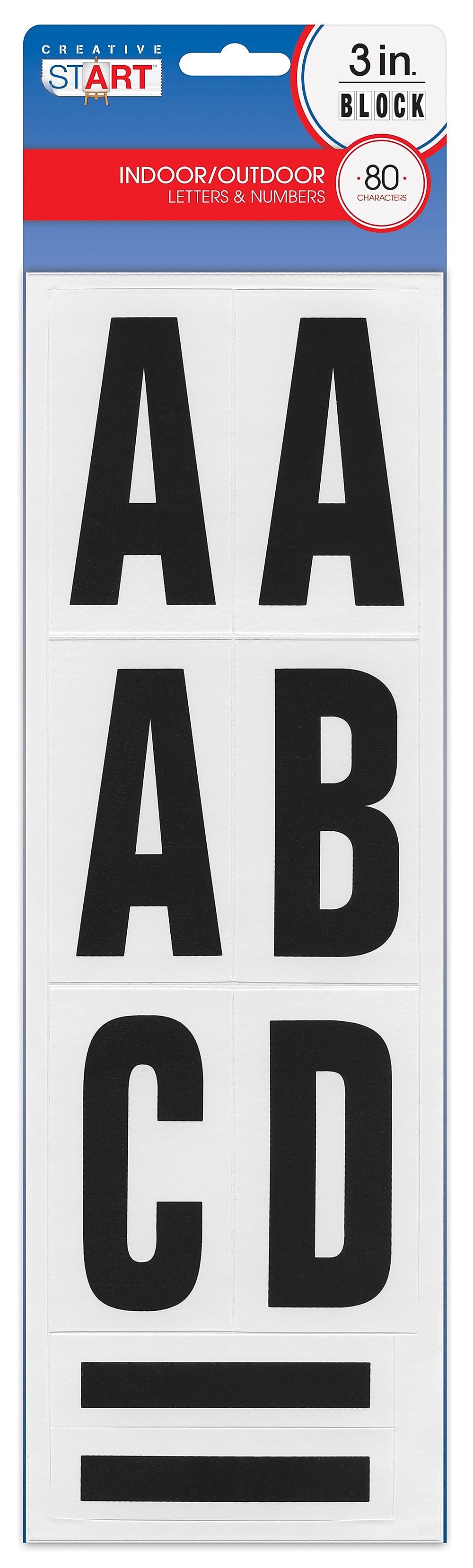 Creative Start 3" Self-Adhesive Letters, Numbers, and Characters, Black, 80/Pack, 3 Packs/Bundle (098132PK3)