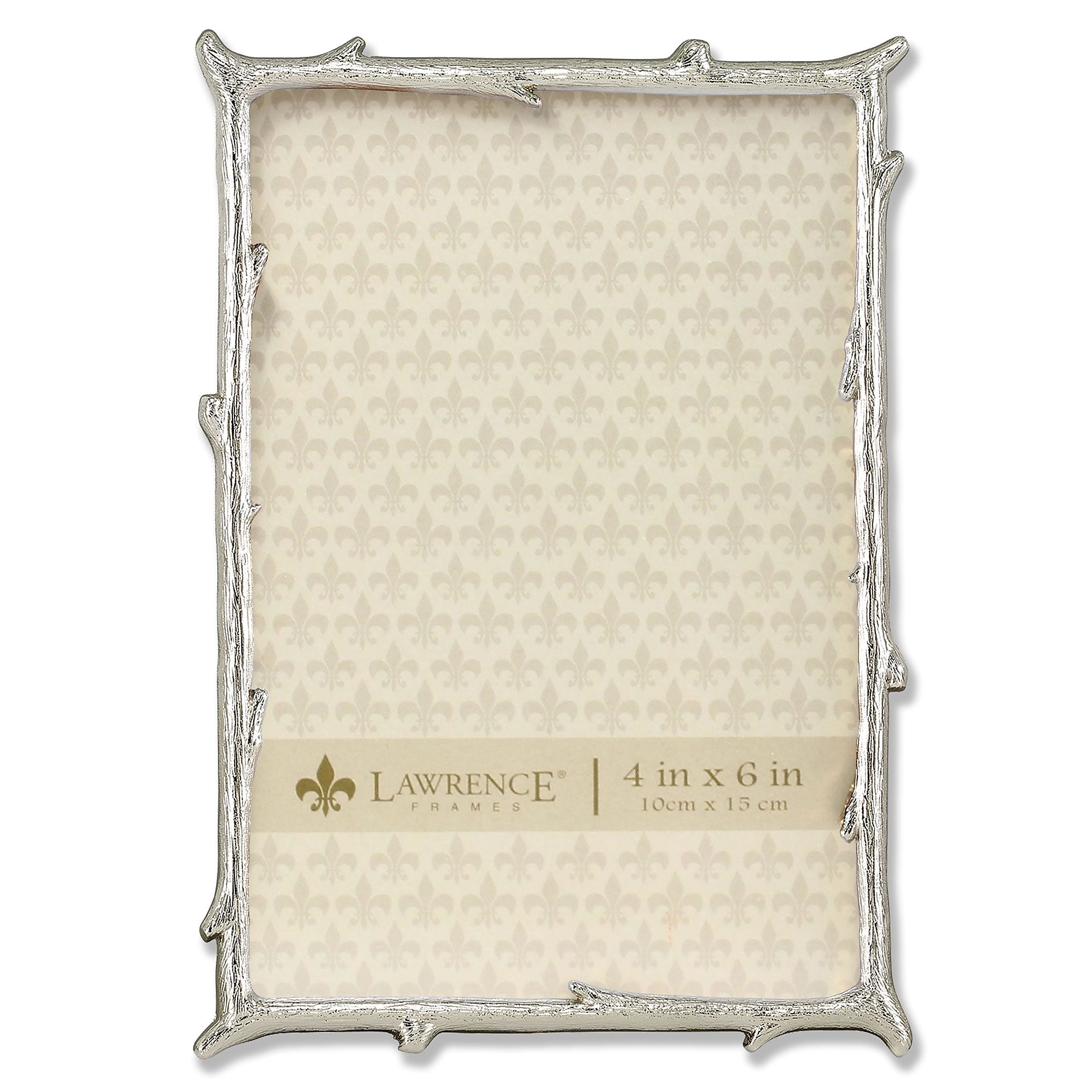 Lawrence Frames 4"W x 6"H Silver Metal Picture Frame with Natural Branch Design (712646)