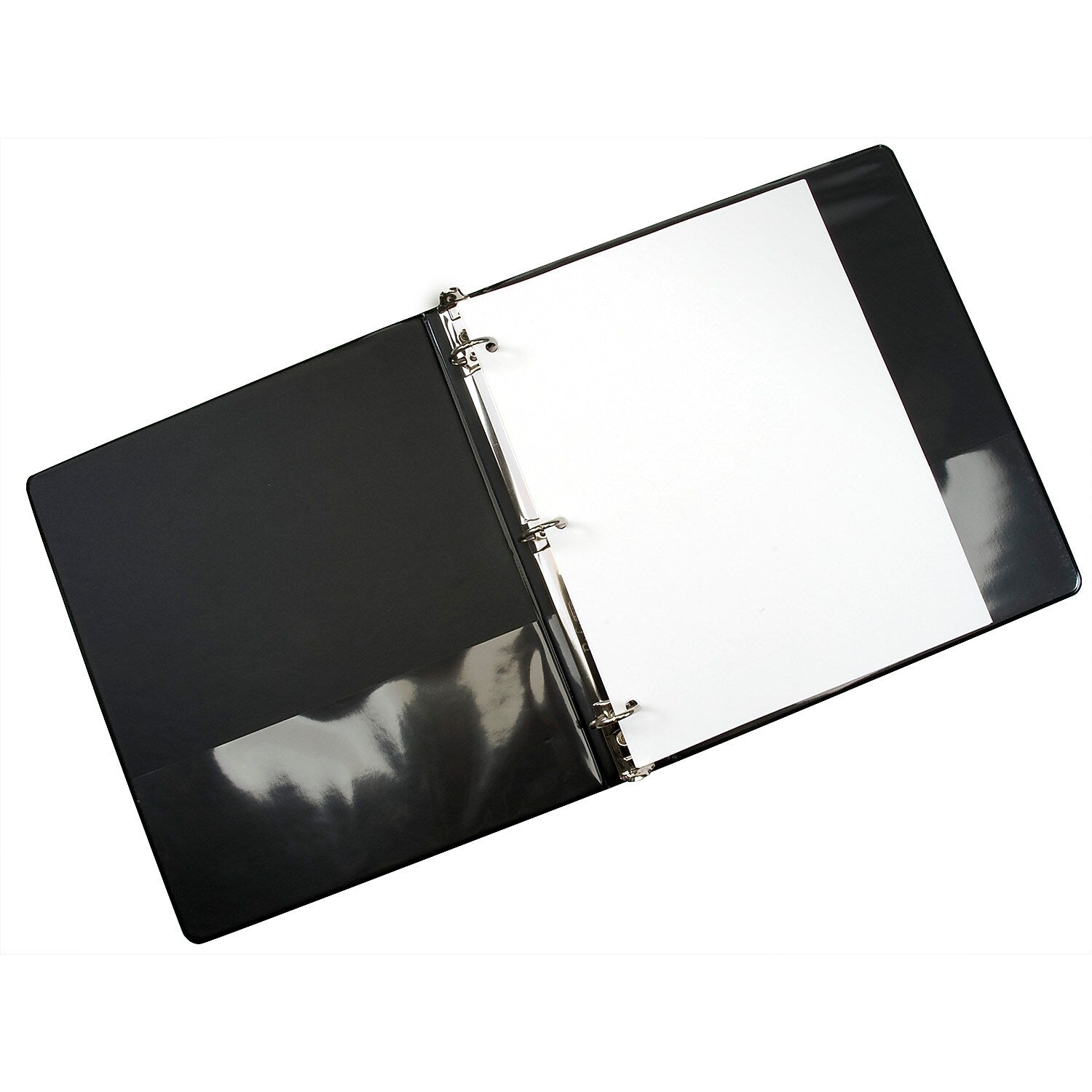 AbilityOne SKILCRAFT Clear Overlay 3-Ring Binder, Black, 175-Sheet Capacity, 1" Ring Dia (7510015104865)