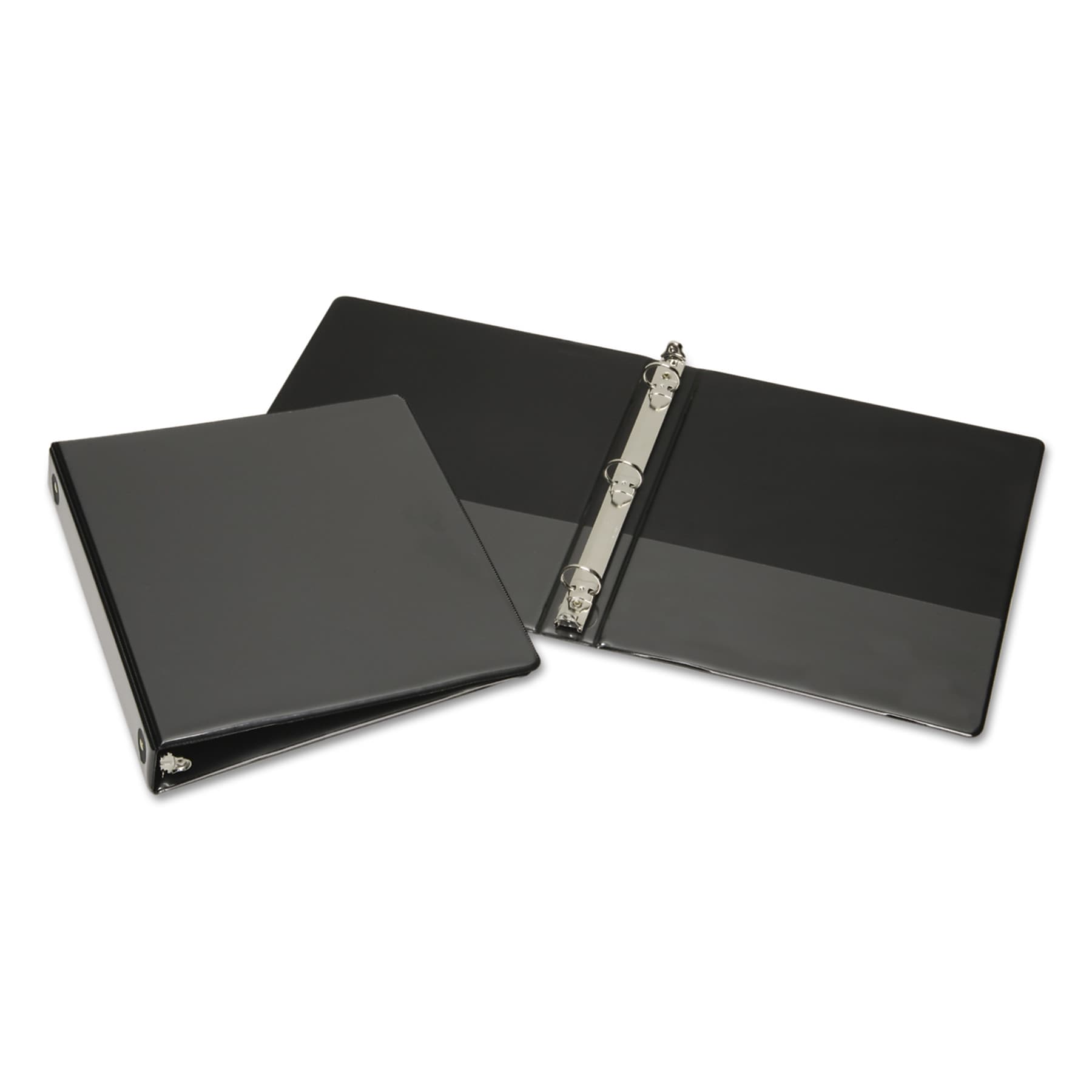 AbilityOne SKILCRAFT Clear Overlay 3-Ring Binder, Black, 175-Sheet Capacity, 1" Ring Dia (7510015104865)