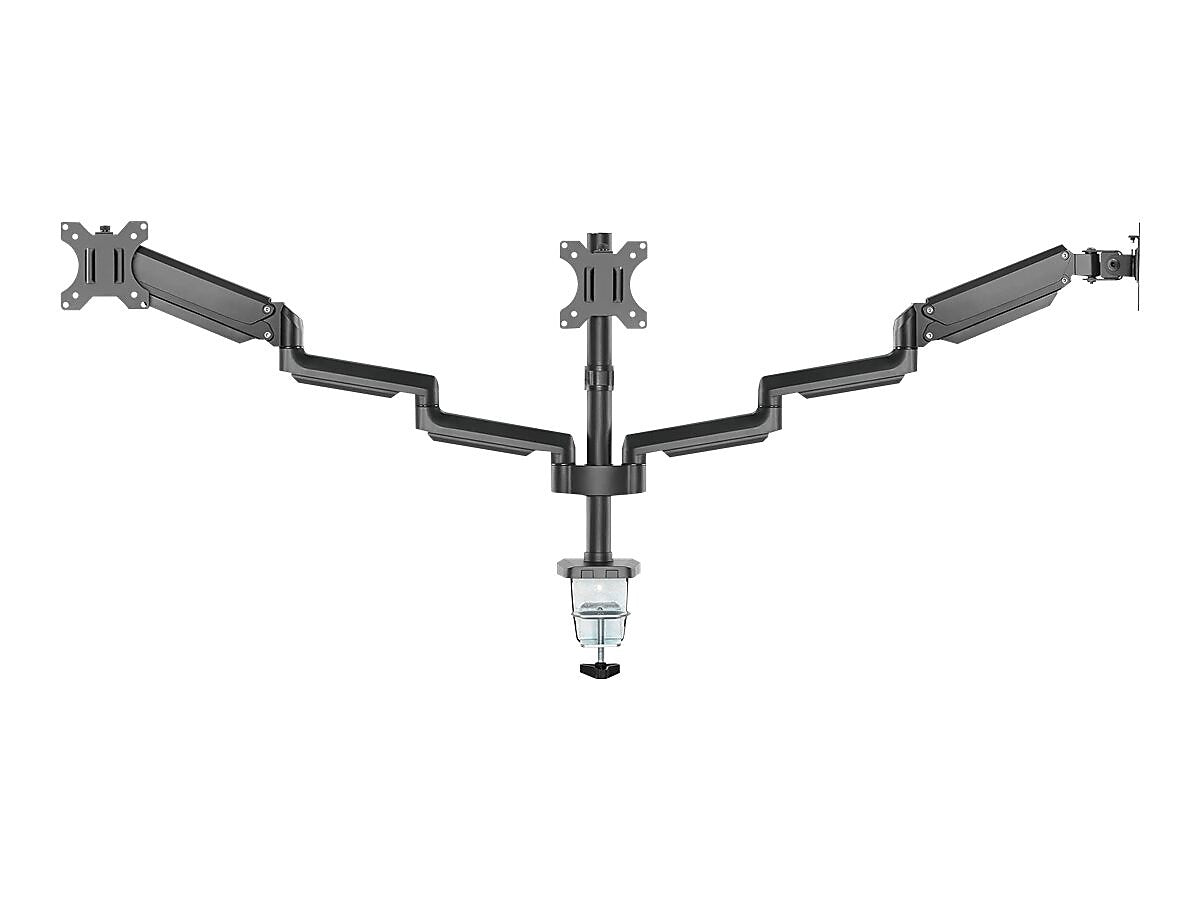 Mount-It! Adjustable Triple Monitor Mount with Gas Spring Arms, Up to 27", Black (MI-4753B)