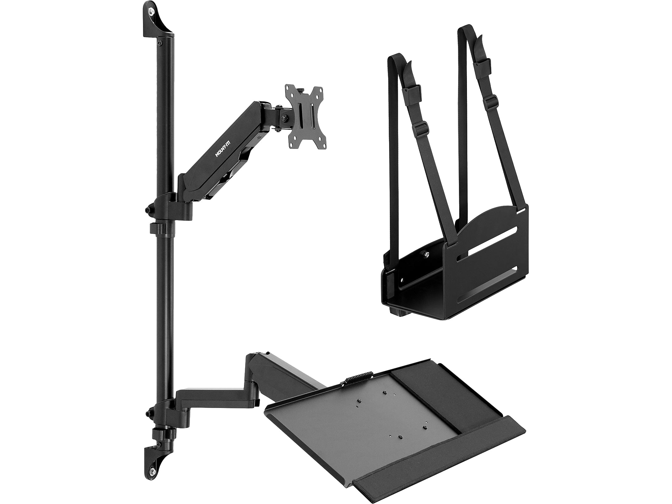 Mount-It! Adjustable Monitor Wall Mount Workstation, Up to 32", Black (MI-7991)