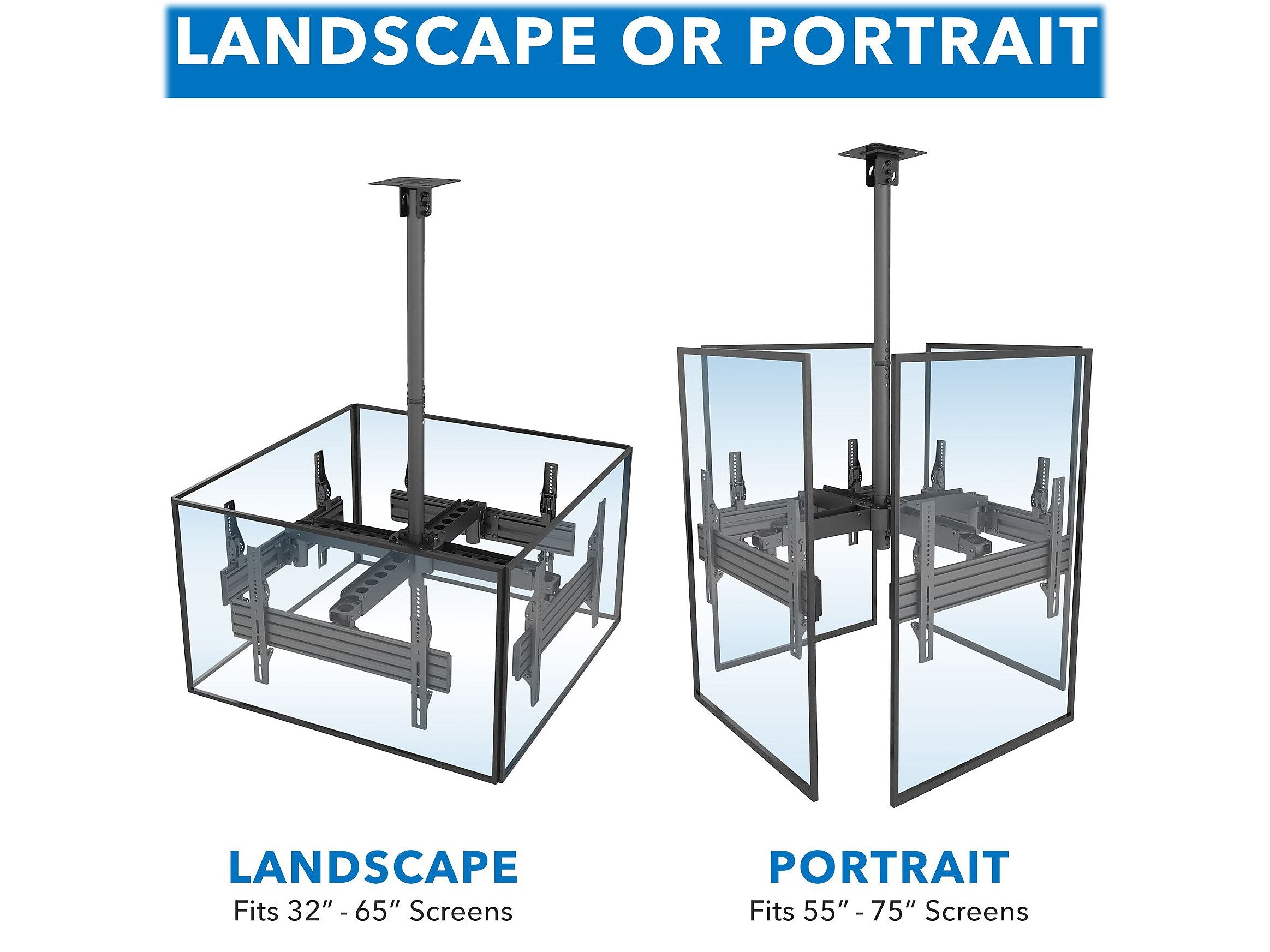 Mount-It! Tilt and Swivel Ceiling Quad TV Mount, 66 Lbs. Max. (MI-514)