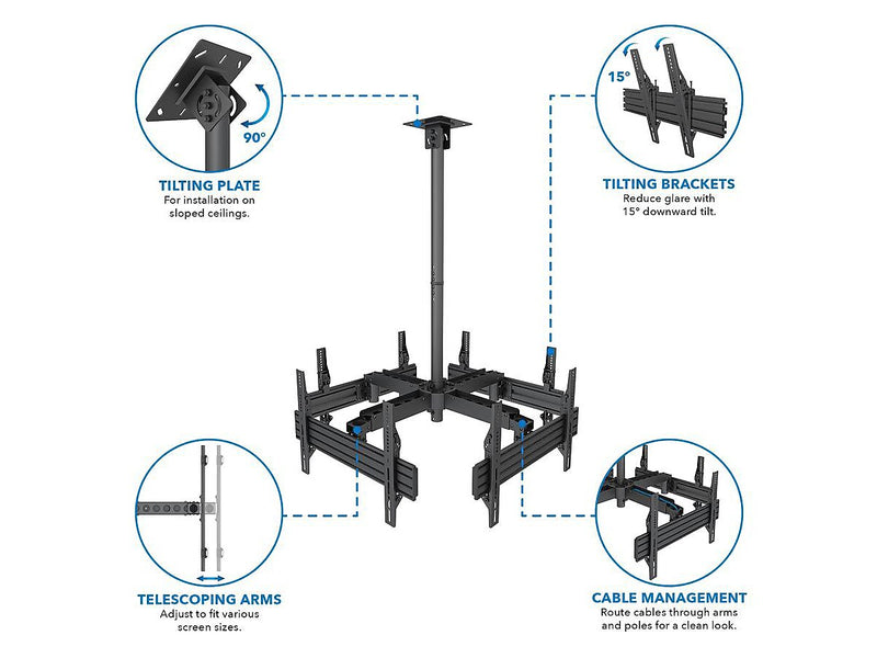 Mount-It! Tilt and Swivel Ceiling Quad TV Mount, 66 Lbs. Max. (MI-514)
