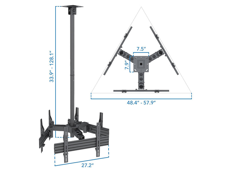 Mount-It! Tilt and Swivel Ceiling Triple TV Mount, 66 Lbs. Max (MI-515)
