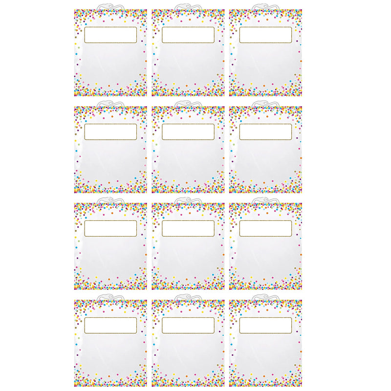 Ashley Productions Polyethylene Hanging Storage/Book Bag, 10.5" x 12.5", Confetti Pattern, Pack of 12 (ASH10560-12)