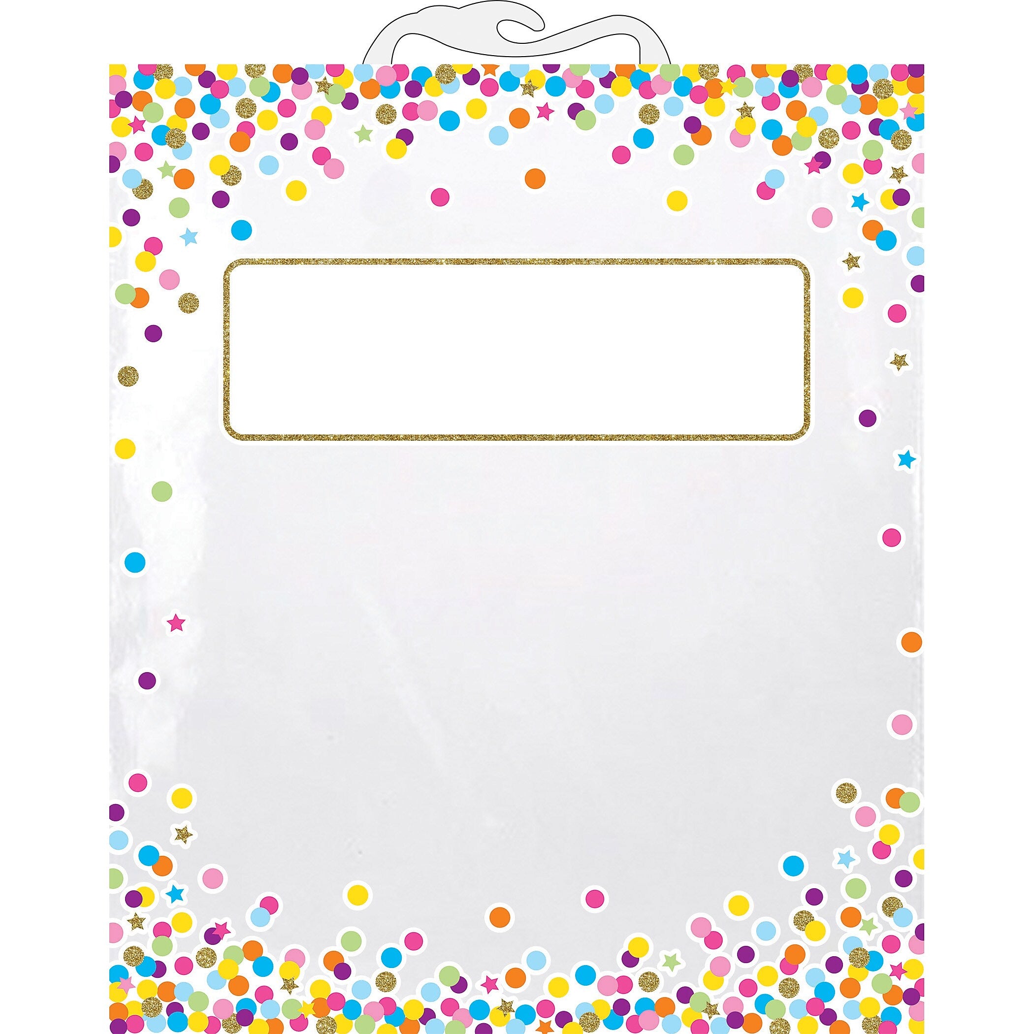 Ashley Productions Polyethylene Hanging Storage/Book Bag, 10.5" x 12.5", Confetti Pattern, Pack of 12 (ASH10560-12)