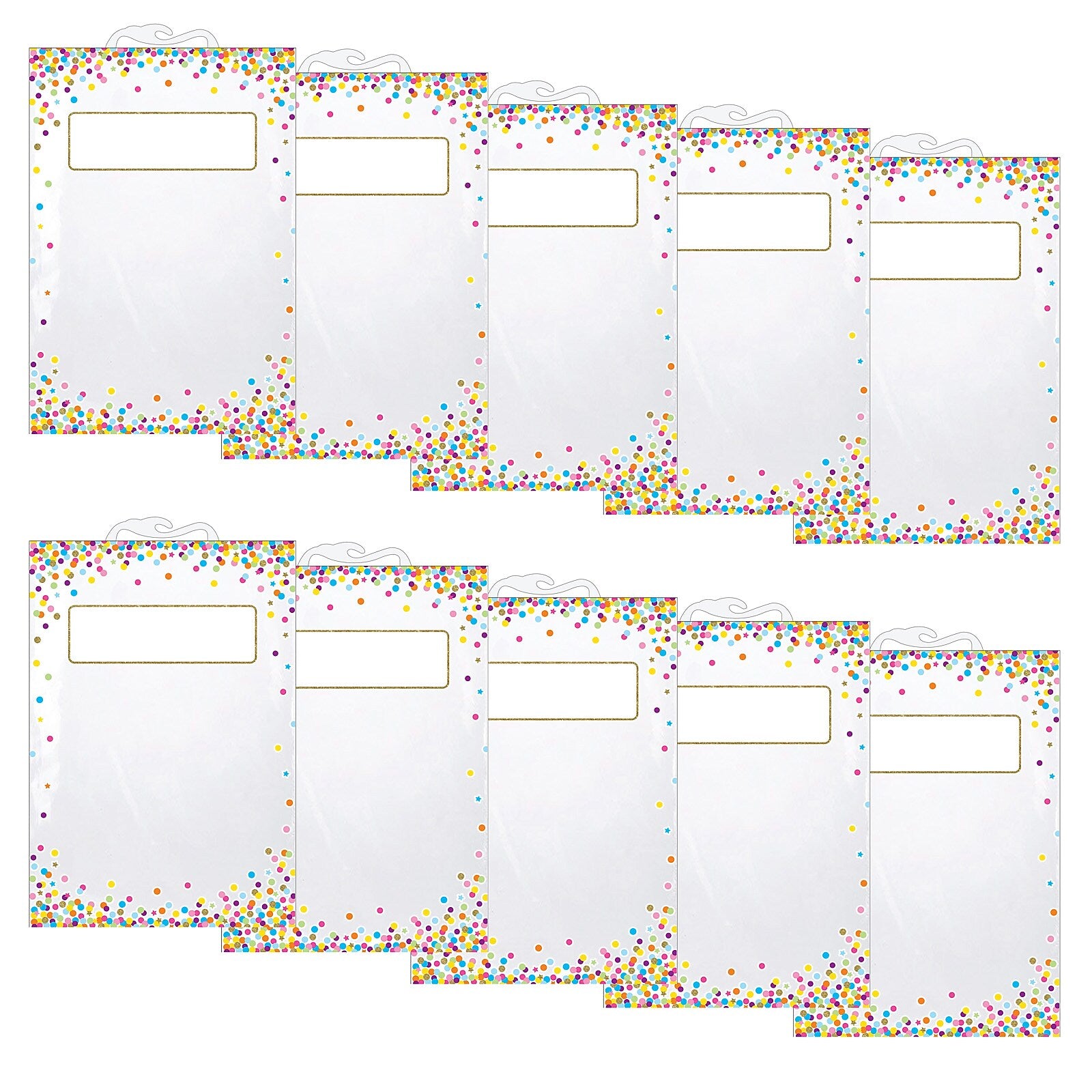 Polyethylene Hanging Storage/Book Bag, 11" x 16", Confetti Pattern, 5 Per Pack, 2 Packs (ASH10585-2)