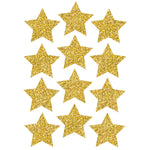 Ashley Die-Cut Magnets, 3" Gold Sparkle Stars, 12 Per Pack, 6 Packs (ASH30400-6)