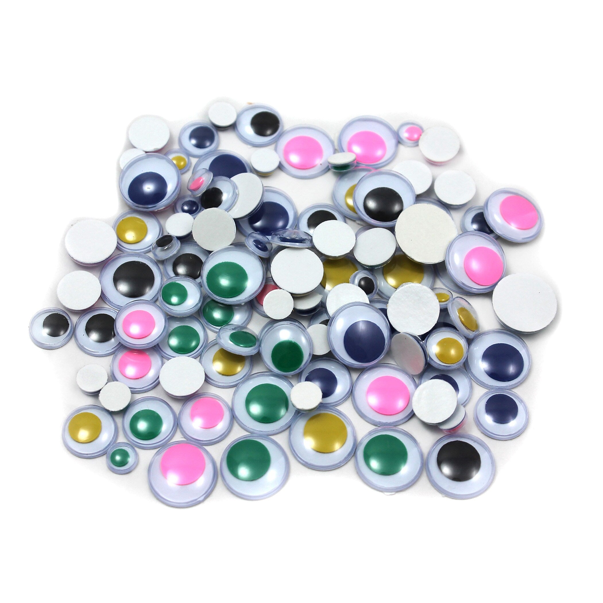 CLI Wiggle Eyes, Peel'n Stick, Assorted Colors and Sizes, 100/Bag, 6 Bags (CHL64535-6)