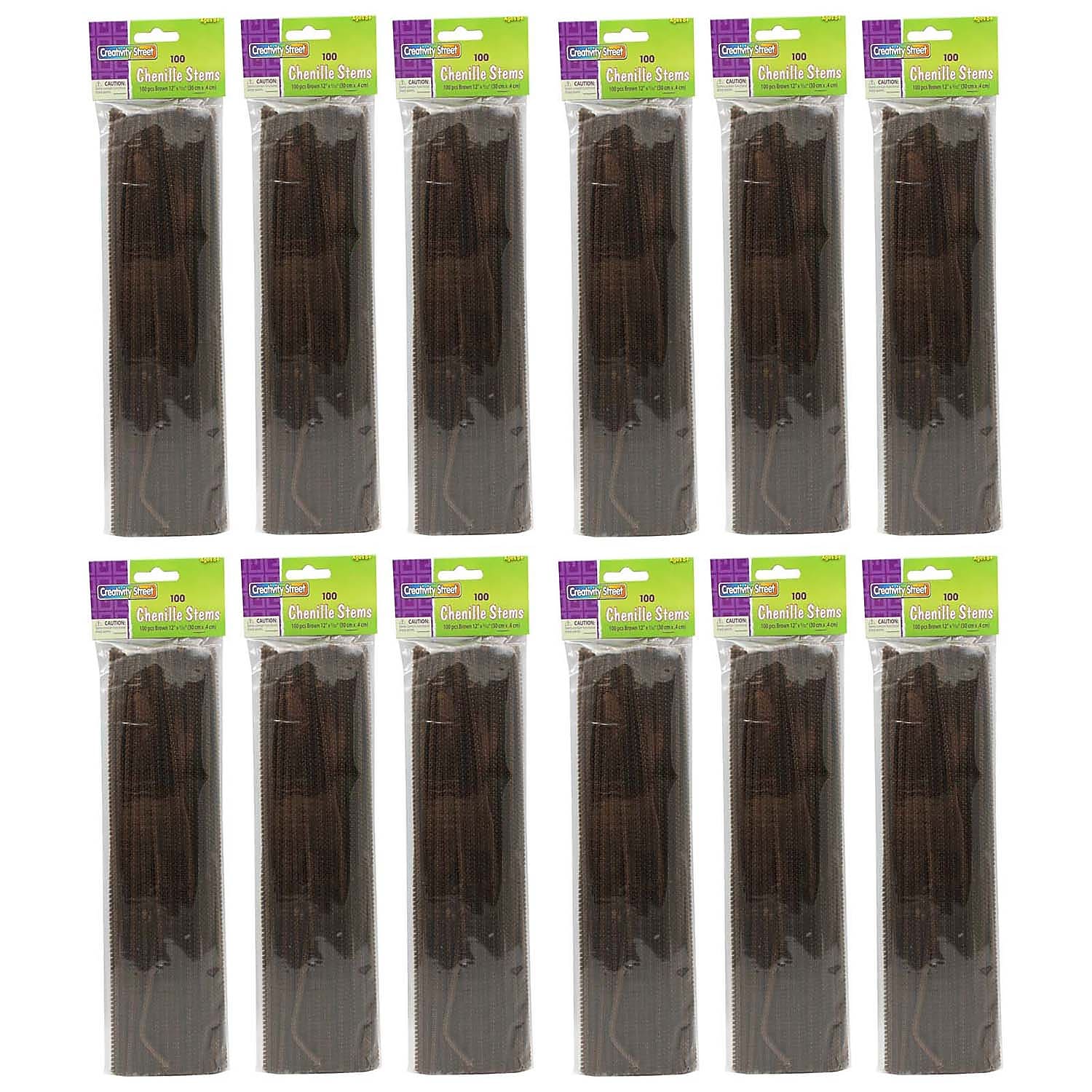 Creativity Street Regular Stems, Brown, 12" x 4 mm, 100/Pack, 12 Packs (CK-711213-12)