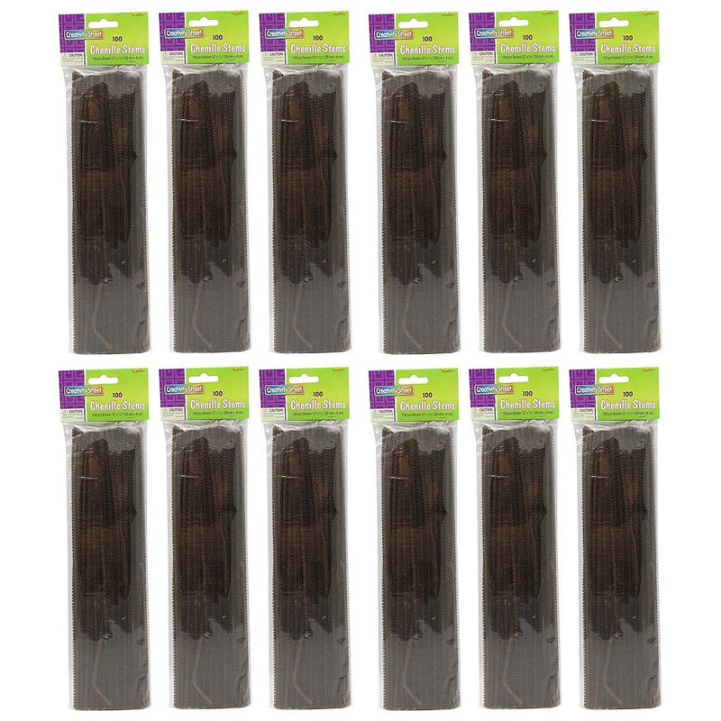 Creativity Street Regular Stems, Brown, 12" x 4 mm, 100/Pack, 12 Packs (CK-711213-12)