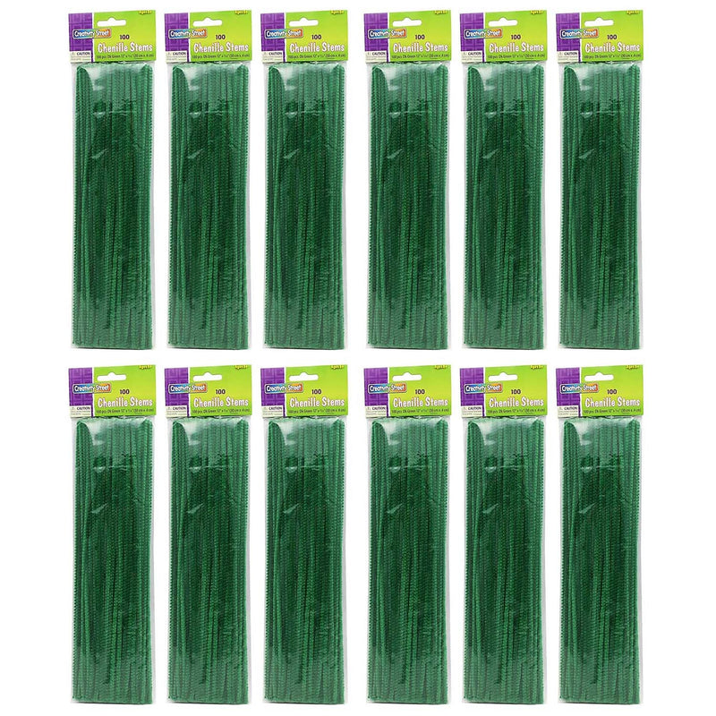 Creativity Street Regular Stems, Dark Green, 12" x 4 mm, 100/Pack, 12 Packs (CK-71128-12)