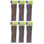 Creativity Street Jumbo Sparkle Stems, Assorted Colors, 12" x 6 mm, 100/Pack, 6 Packs (CK-711601-6)