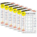 Magic Mounts Hook 'n Loop 5/8" Dots Hook & Loop Fastener, White, 30 Per Pack, 6 Packs (MIL3257W-6)