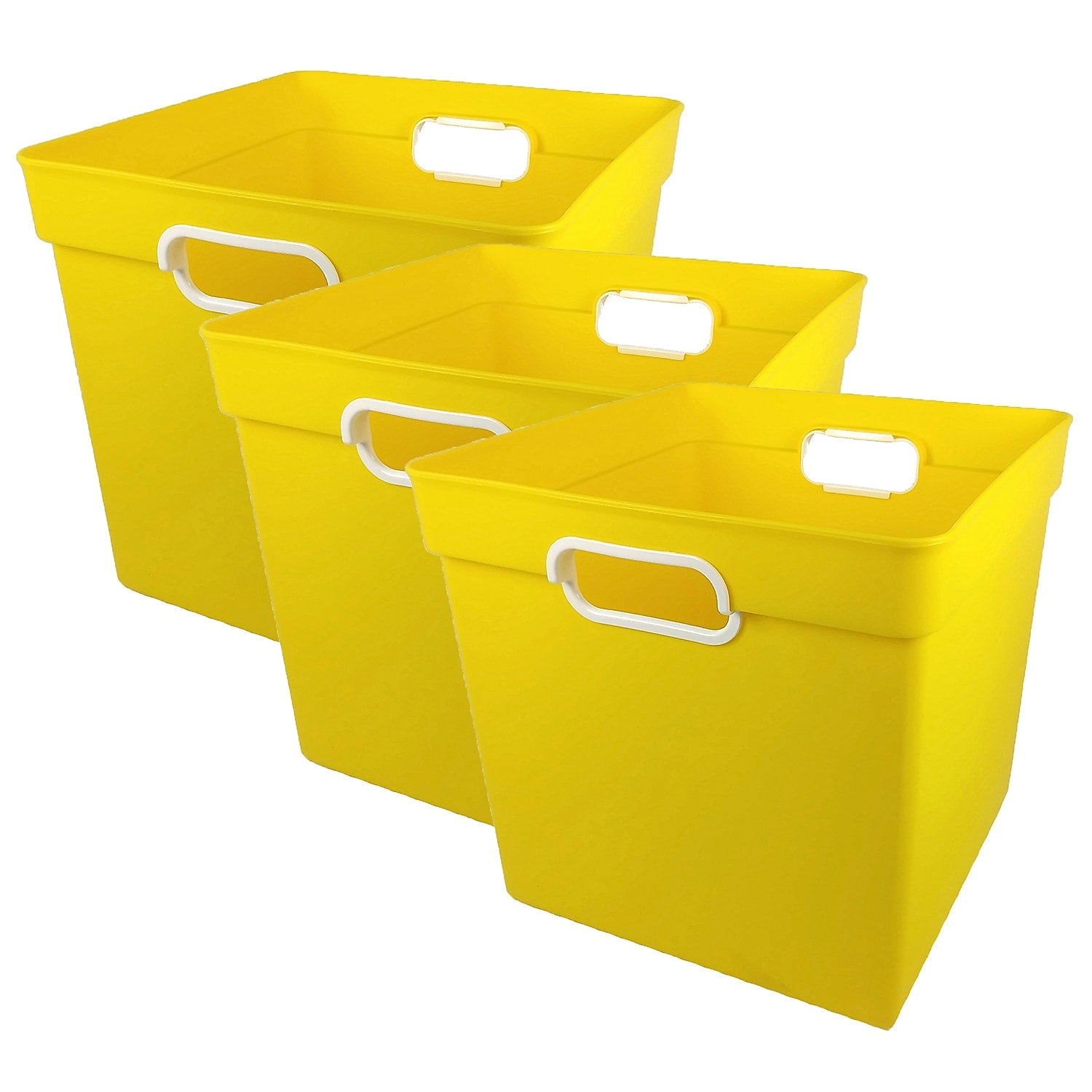 Romanoff Plastic Cube Bin, 11.5 x 11" x 10.5", Yellow, Pack of 3 (ROM72503-3)