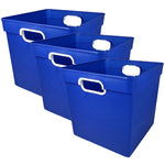 Romanoff Plastic Cube Bin, 11.5 x 11" x 10.5", Blue, Pack of 3 (ROM72504-3)