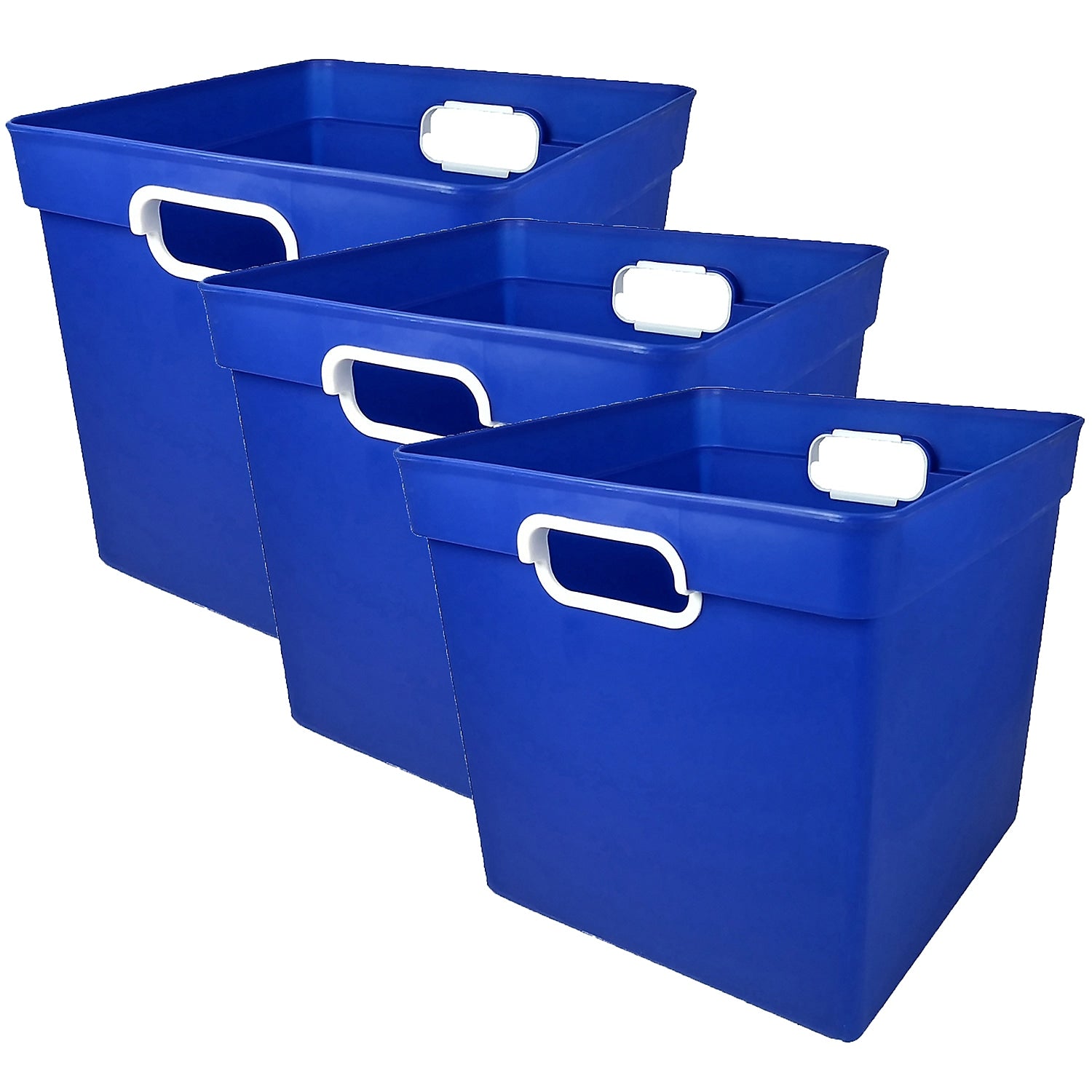 Romanoff Plastic Cube Bin, 11.5 x 11" x 10.5", Blue, Pack of 3 (ROM72504-3)