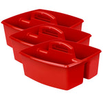 Storex Plastic Large Caddy, 13" x 11" x 6.375", Red, Pack of 3 (STX00954U06C-3)