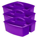Storex Plastic Large Caddy, 13" x 11" x 6.375", Purple, Pack of 3 (STX00955U06C-3)