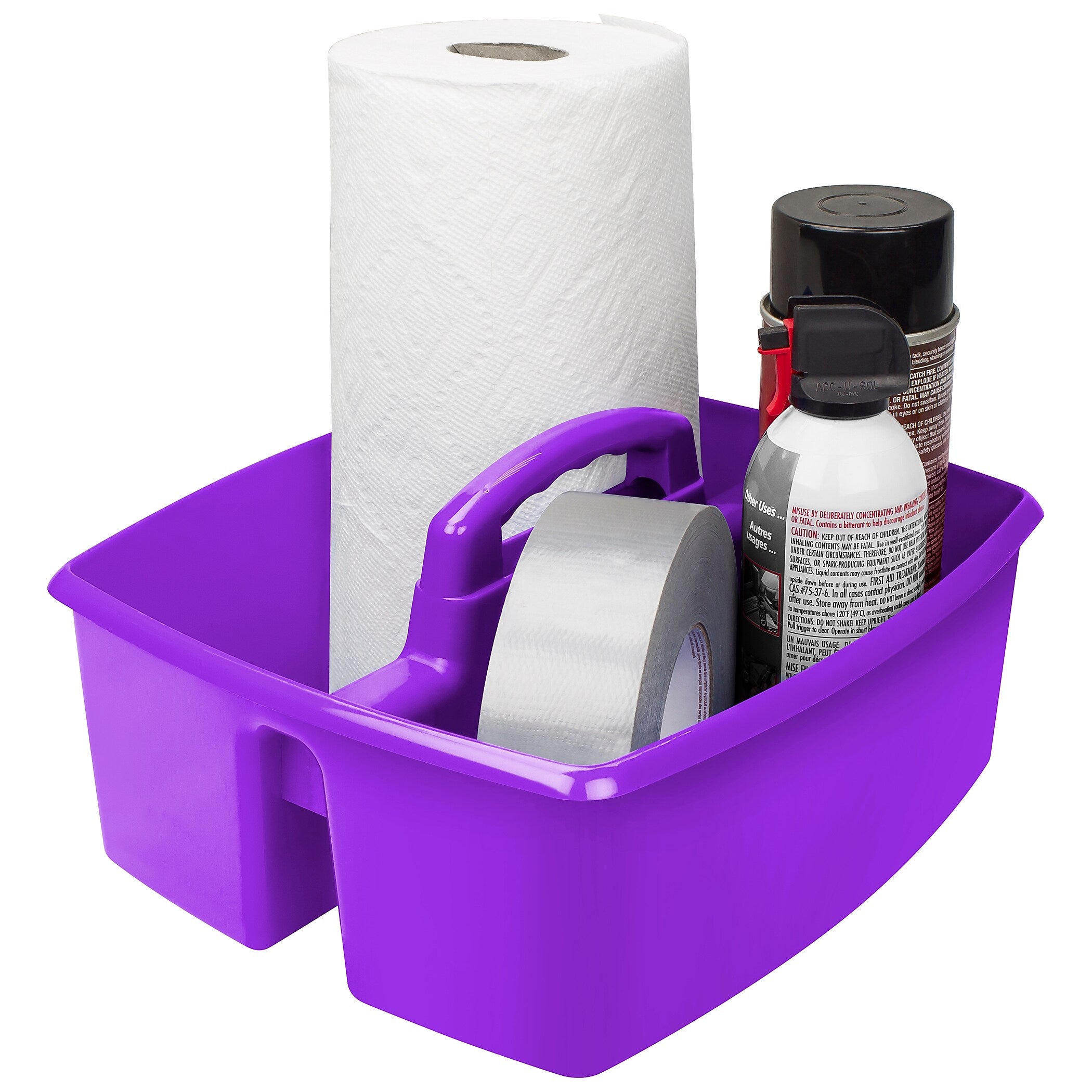 Storex Plastic Large Caddy, 13" x 11" x 6.375", Purple, Pack of 3 (STX00955U06C-3)