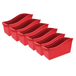Storex Plastic Large Book Bin, 14.3" x 5.3" x 7", Red, Pack of 6 (STX71102U06C-6)