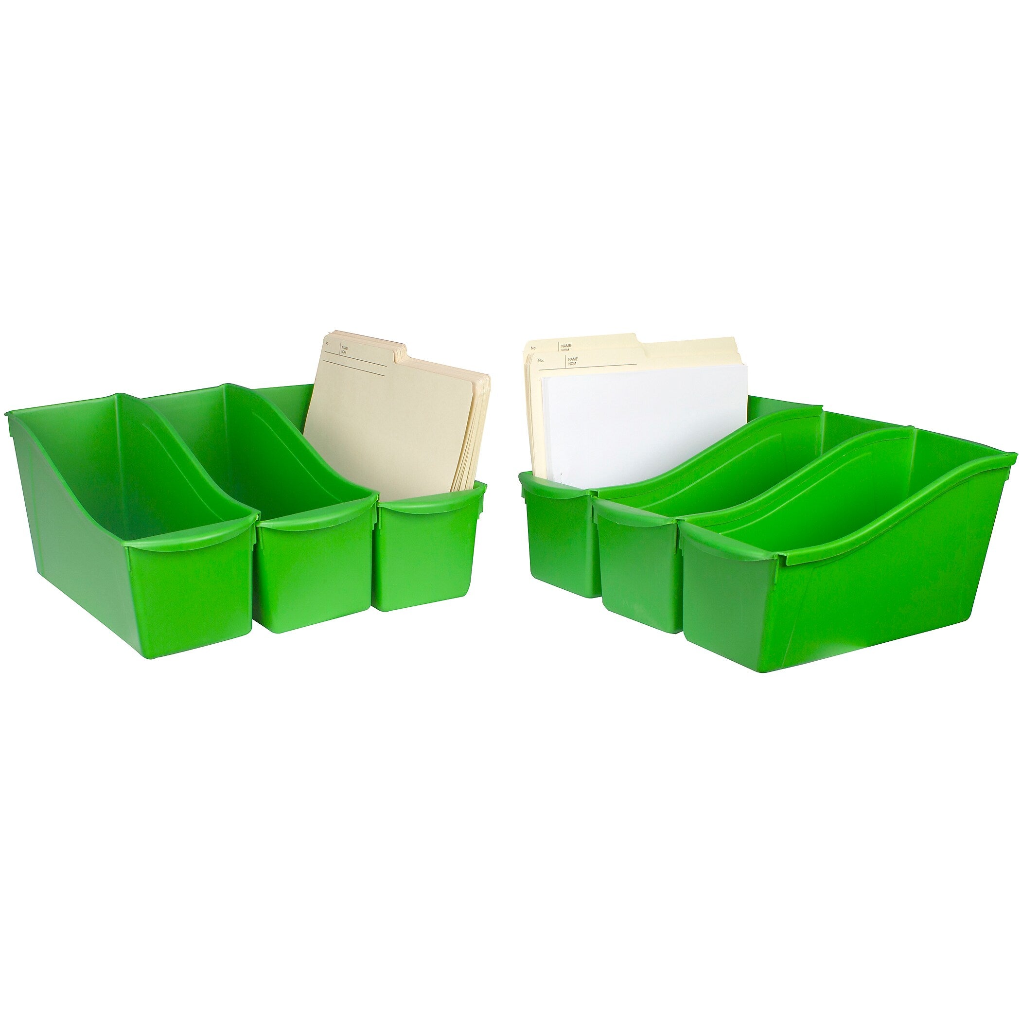 Storex Plastic Large Book Bin, 14.3" x 5.3" x 7", Green, Pack of 6 (STX71104U06C-6)