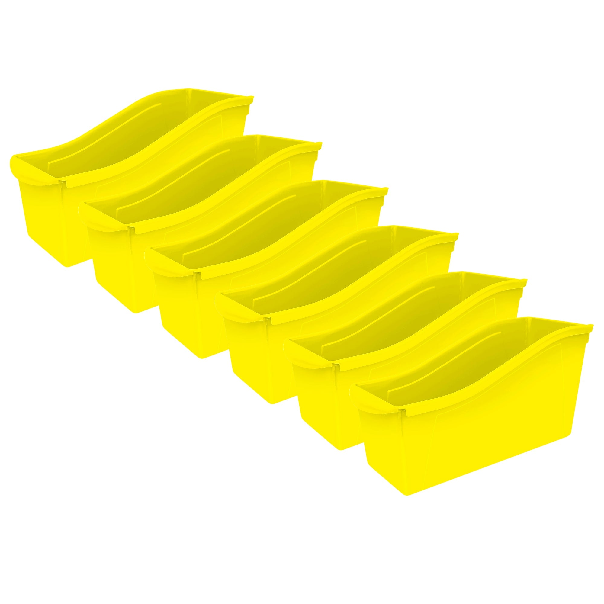 Storex Plastic Large Book Bin, 14.3" x 5.3" x 7", Yellow, Pack of 6 (STX71105U06C-6)