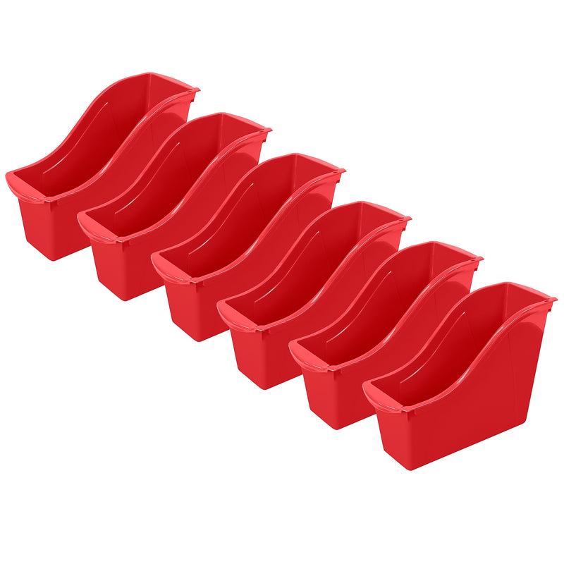 Storex Plastic Small Book Bin, 11.75" x 4.5" x 8.5", Red, Pack of 6 (STX71109U06C-6)