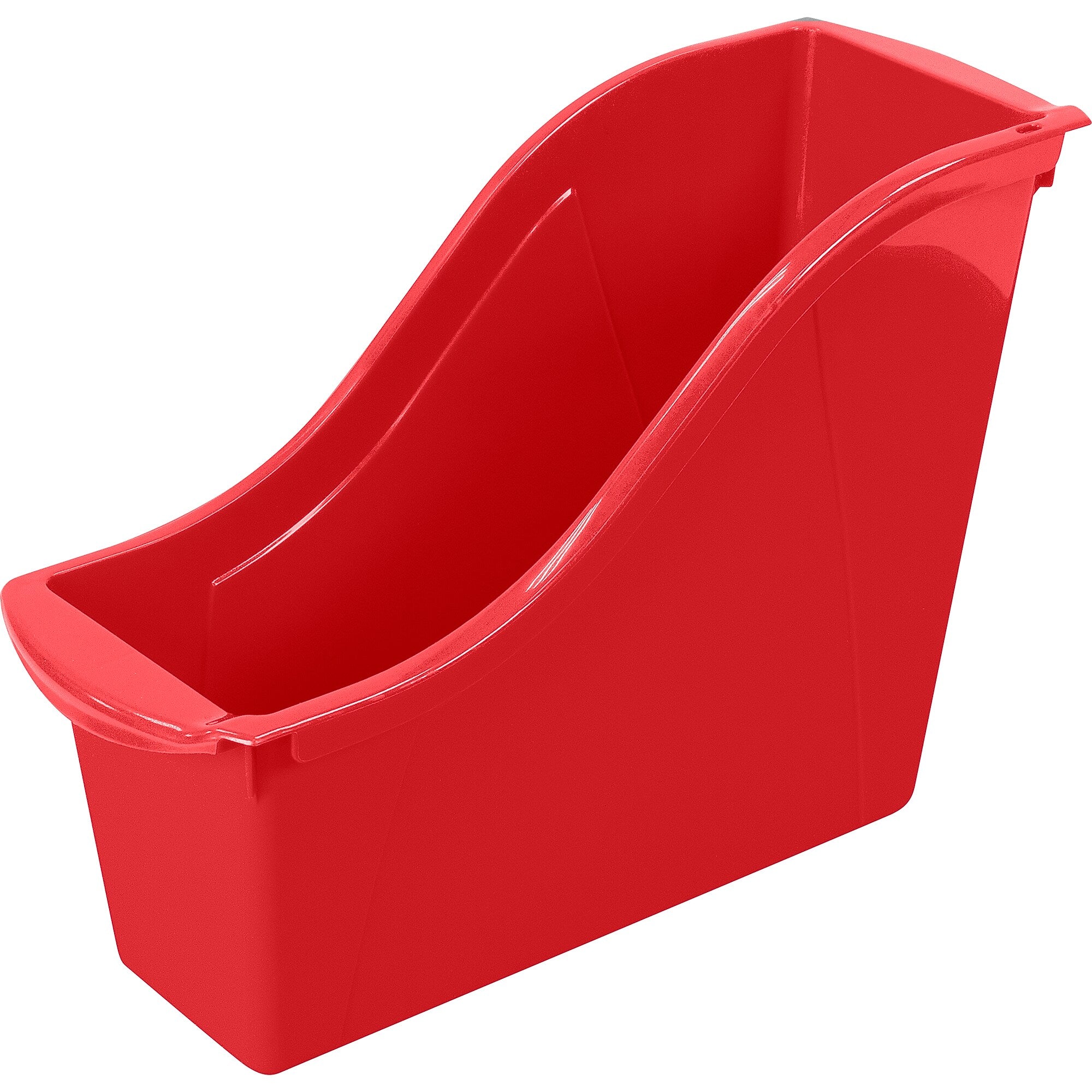 Storex Plastic Small Book Bin, 11.75" x 4.5" x 8.5", Red, Pack of 6 (STX71109U06C-6)