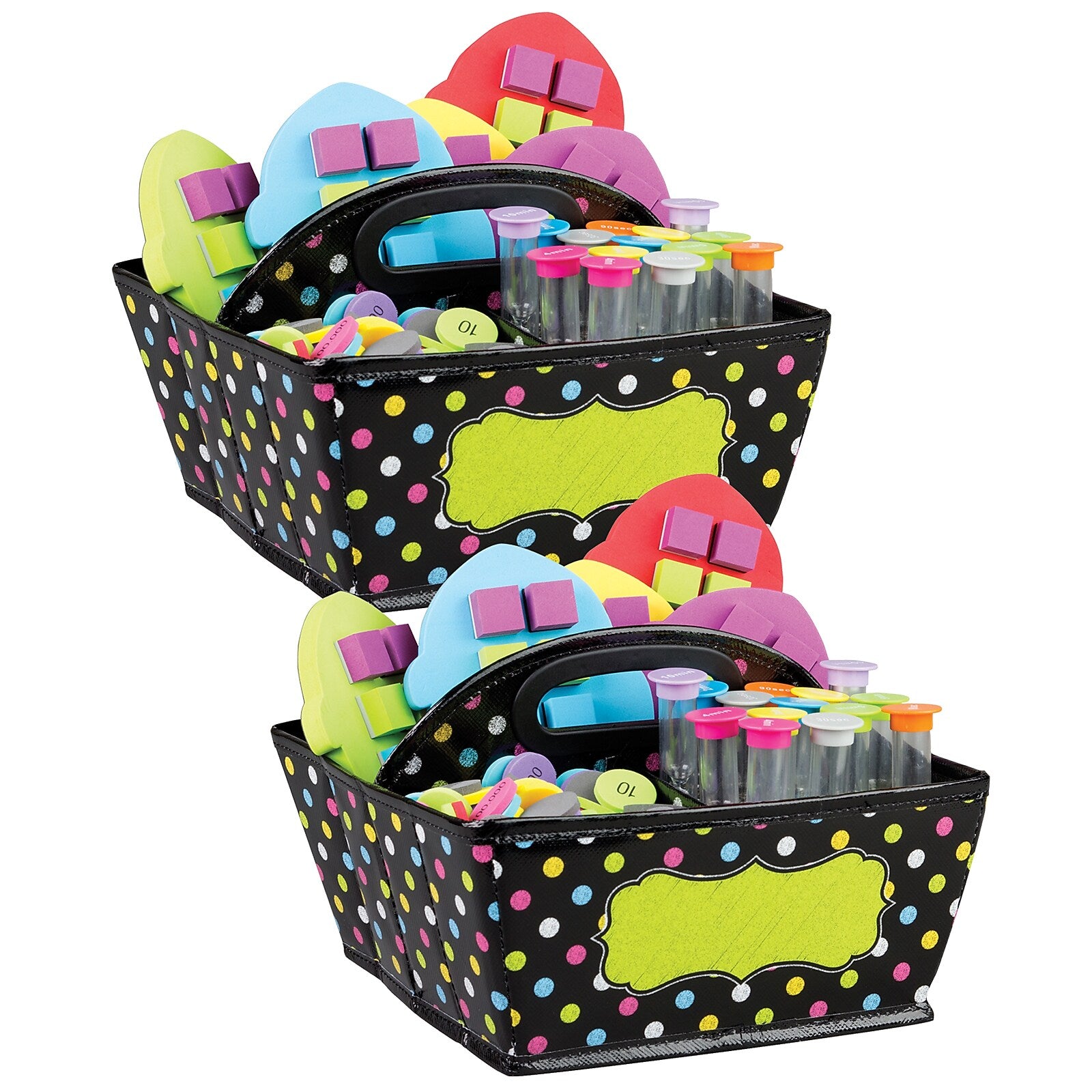Teacher Created Resources® Vinyl Storage Caddy, 9" x 9" x 6", Chalkboard Brights, Pack of 2 (TCR20788-2)