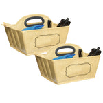Teacher Created Resources Vinyl Storage Caddy, 9" x 9" x 6", Burlap Design, Pack of 2 (TCR20836-2)