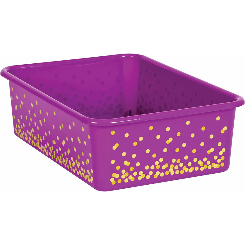 Teacher Created Resources Plastic Storage Bin, Large, 11.5" x 16.25" x 5", Purple Confetti, Pack of 3 (TCR20899-3)