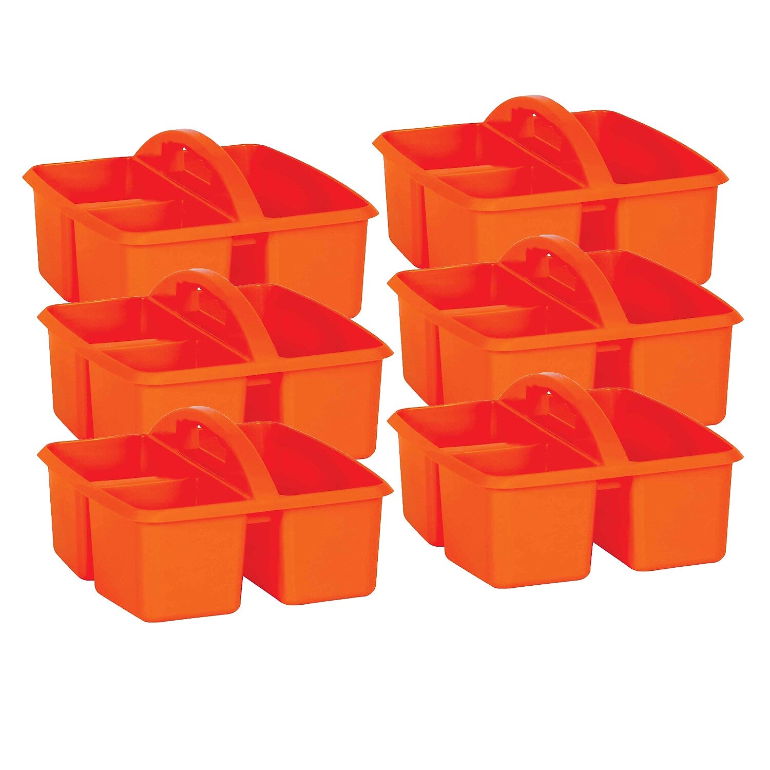 Teacher Created Resources® Plastic Storage Caddy, 9" x 9.25" x 5.25", Orange, Pack of 6 (TCR20907-6)