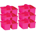Teacher Created Resources® Plastic Storage Caddy, 9" x 9.25" x 5.25", Pink, Pack of 6 (TCR20908-6)