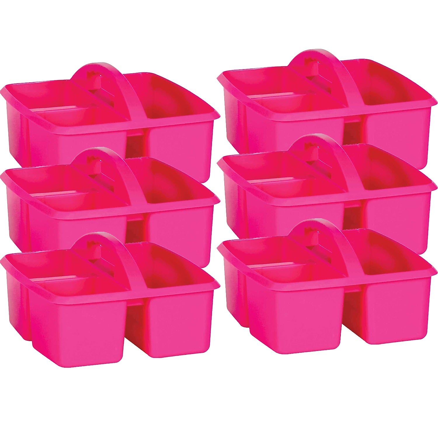 Teacher Created Resources® Plastic Storage Caddy, 9" x 9.25" x 5.25", Pink, Pack of 6 (TCR20908-6)
