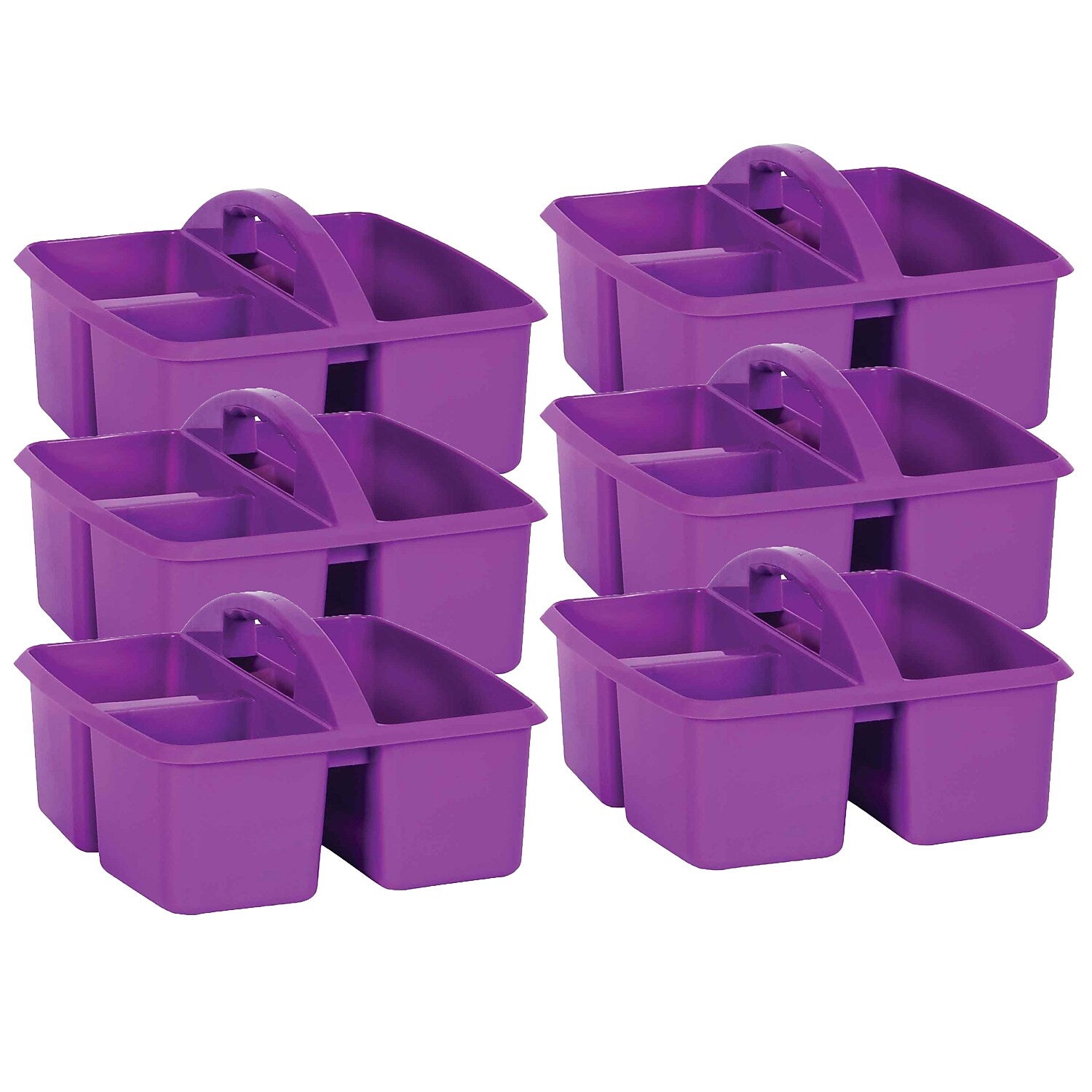 Teacher Created Resources® Plastic Storage Caddy, 9" x 9.25" x 5.25", Purple, Pack of 6 (TCR20909-6)