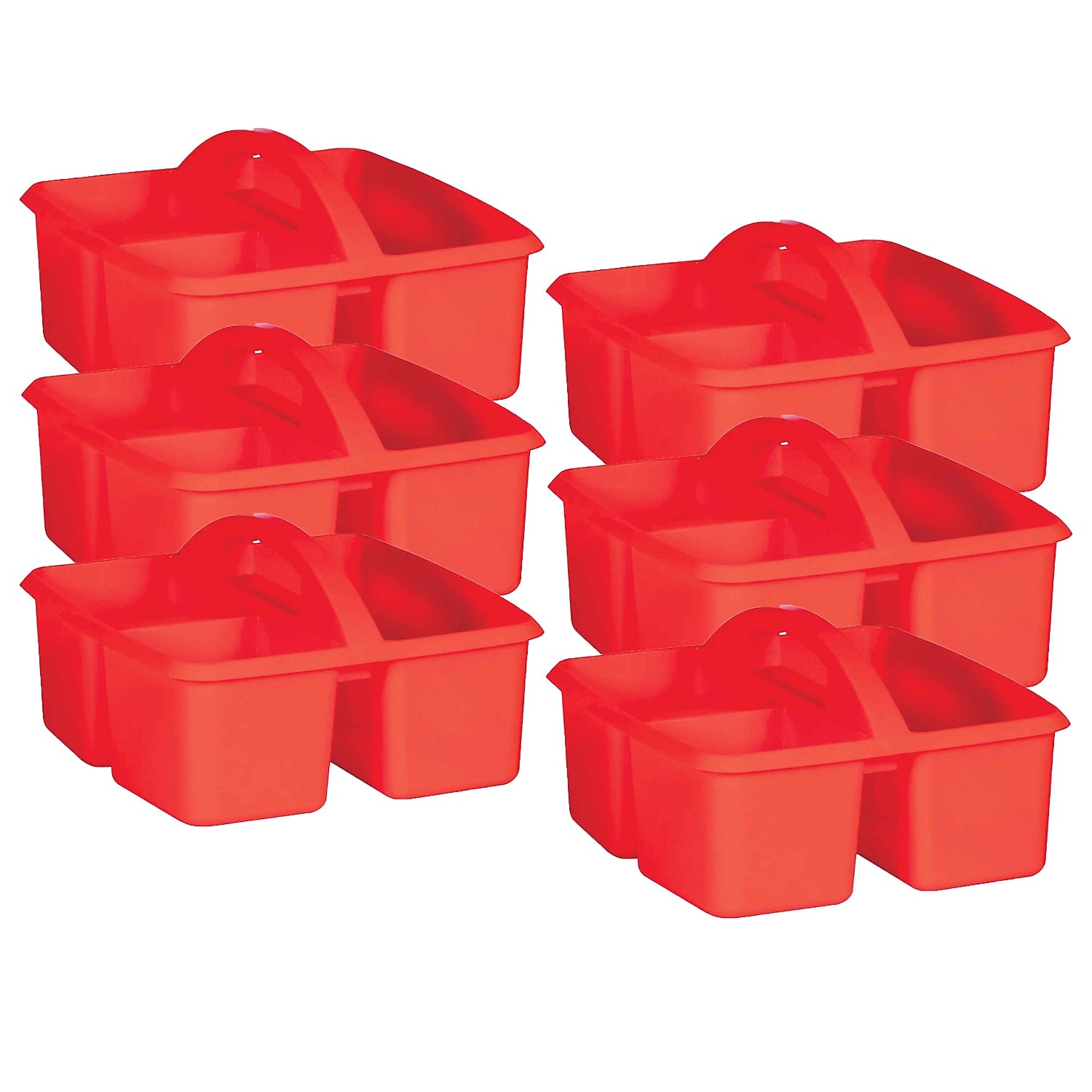 Teacher Created Resources® Plastic Storage Caddy, 9" x 9.25" x 5.25", Red, Pack of 6 (TCR20910-6)